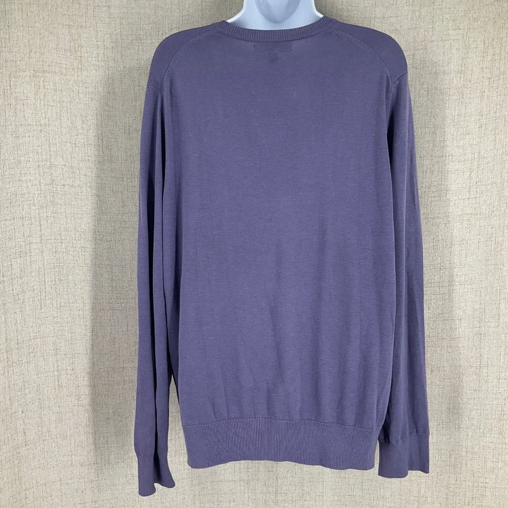 Banana‎ Republic Sweater Mens Large Purple Silk Cashmere V-Neck Luxury Classic